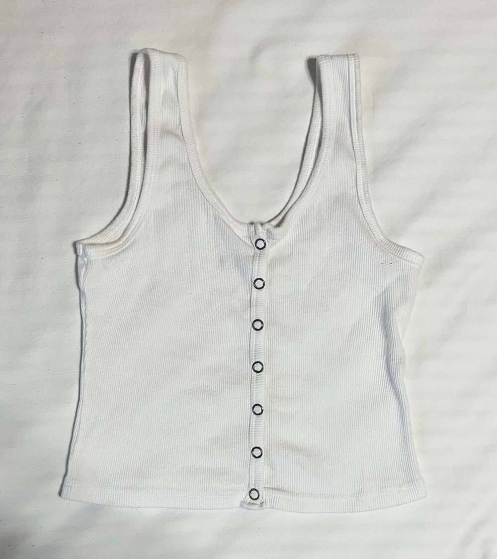 Hollister Ribbed Tank Size XS White Snap Front